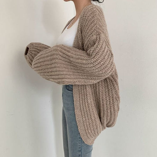Chunky Knitted Open Front Cardigan