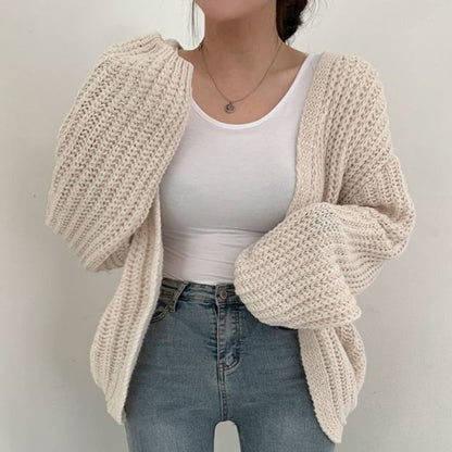 Chunky Knitted Open Front Cardigan