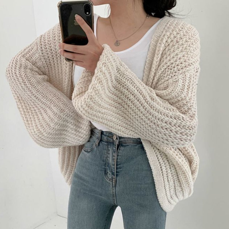 Chunky Knitted Open Front Cardigan