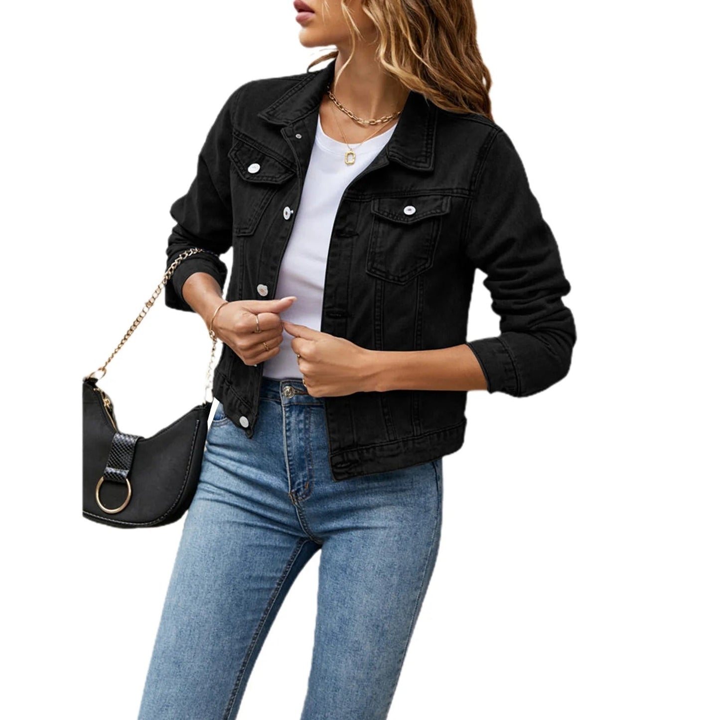 Classic Button Front Denim Jacket