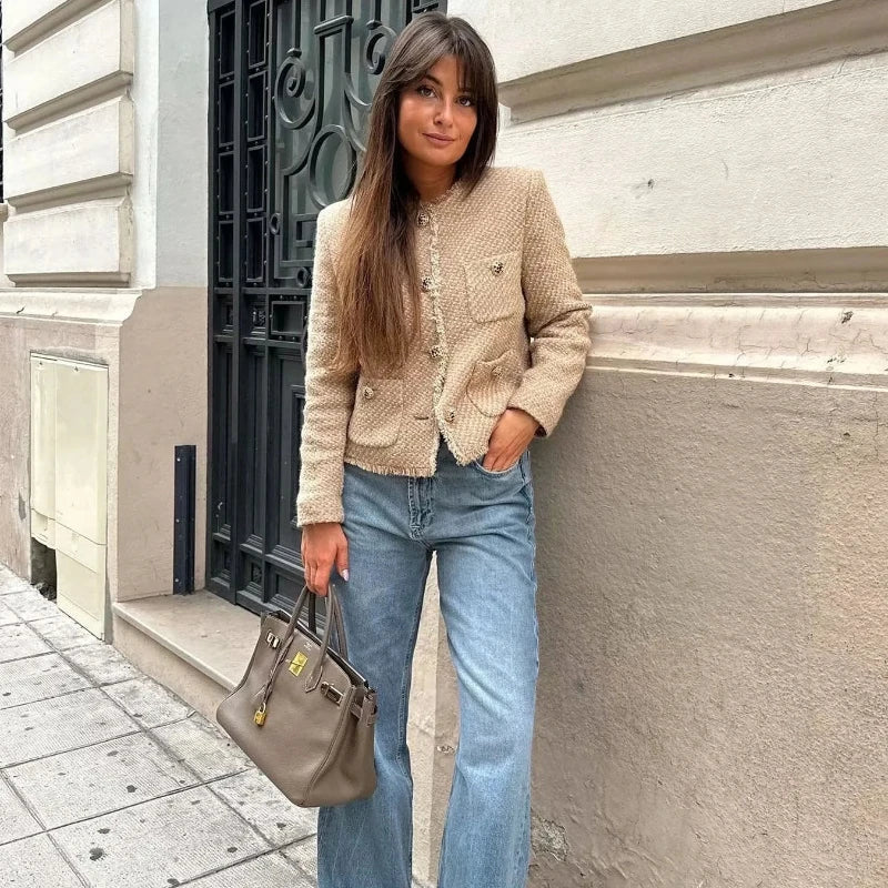 Classic Tweed Button-Down Jacket