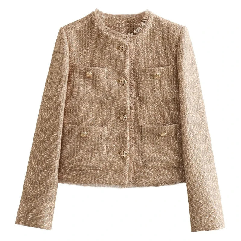 Classic Tweed Button-Down Jacket