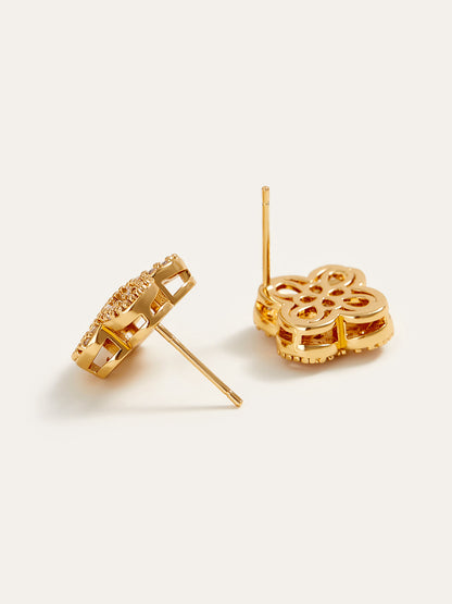 Copper Crystal Flower Dangle Earrings