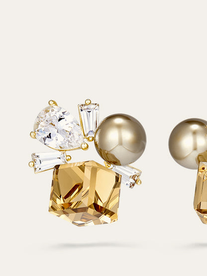 Copper Rhinestone Cluster Earrings