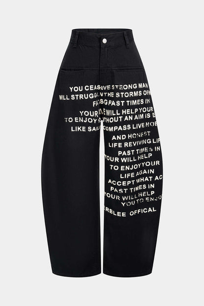 Cotton Blend Letter Print Mens Jeans