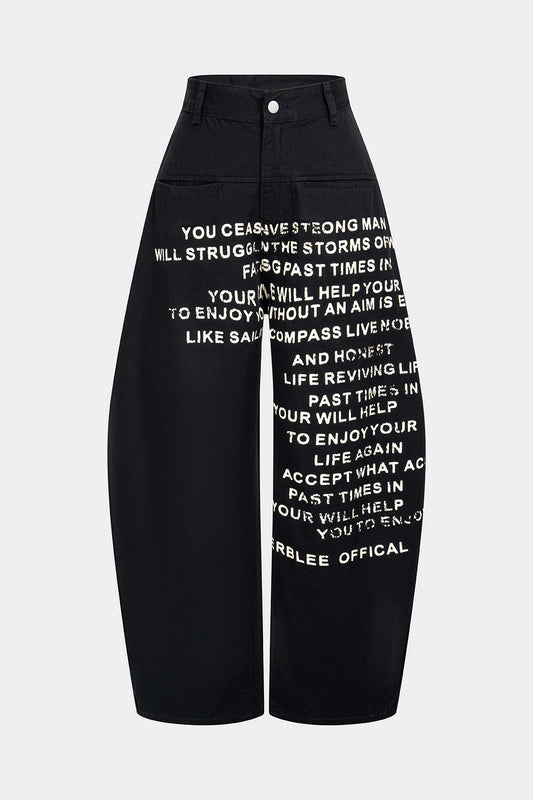 Cotton Blend Letter Print Mens Jeans