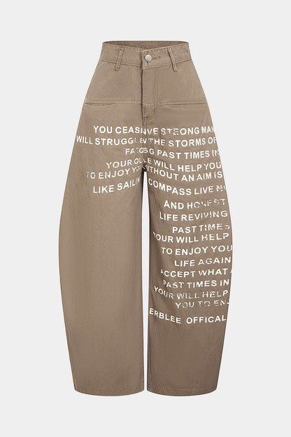 Cotton Blend Letter Print Mens Jeans