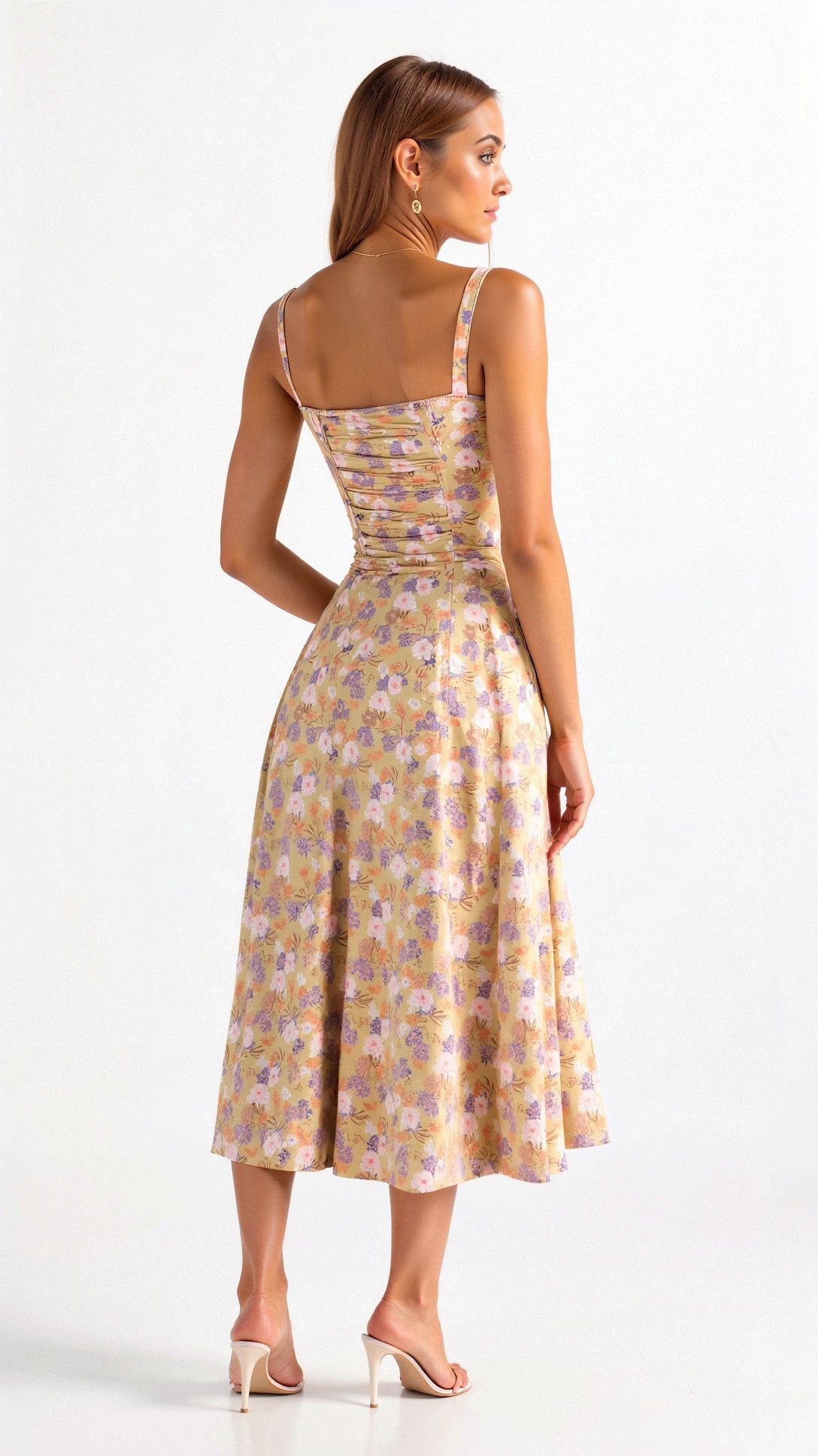 Cotton Corset Bodice Midi Dress