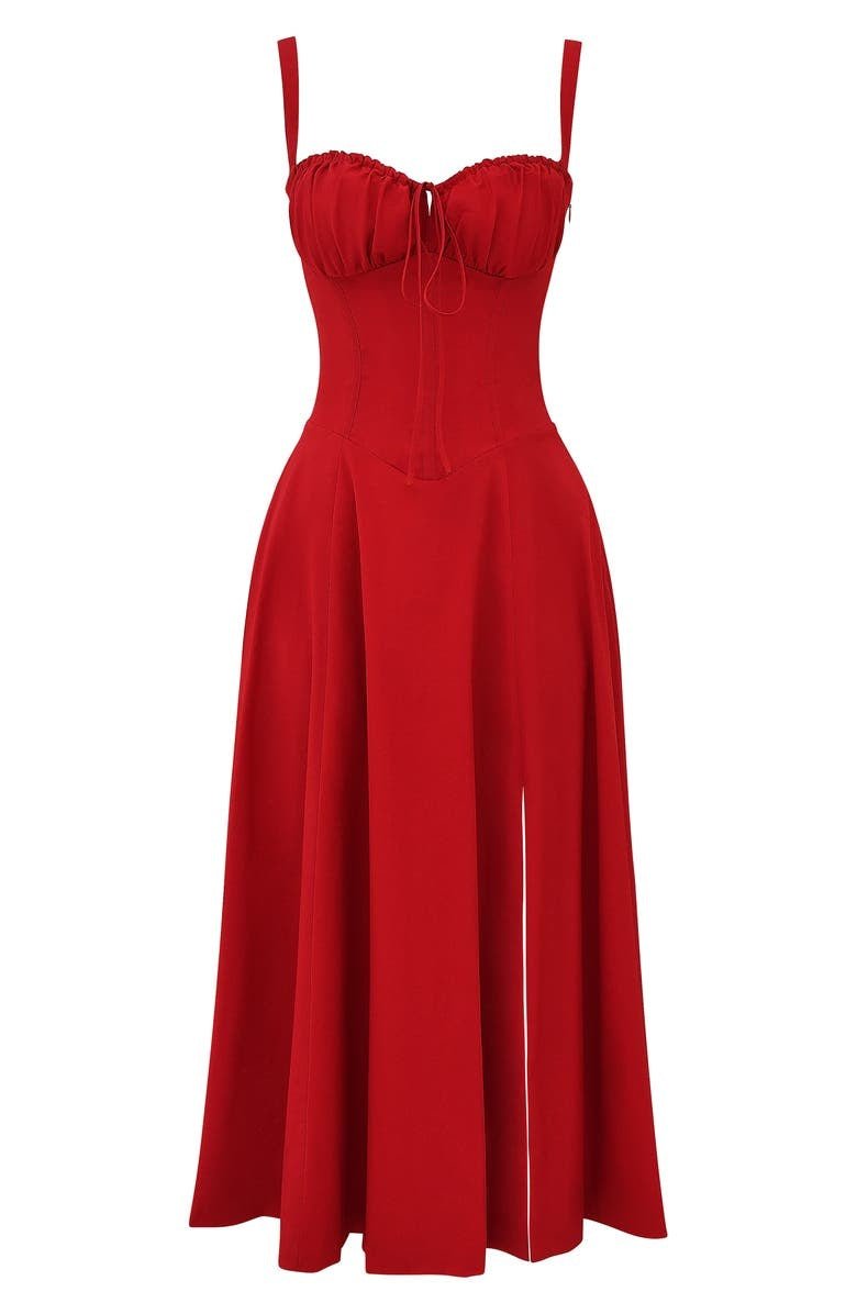 Cotton Corset Bodice Midi Dress