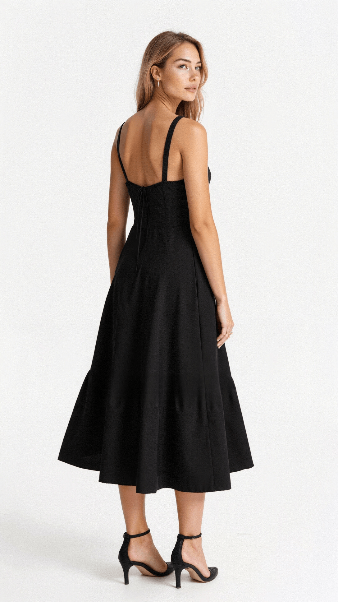 Cotton Corset Bodice Midi Dress