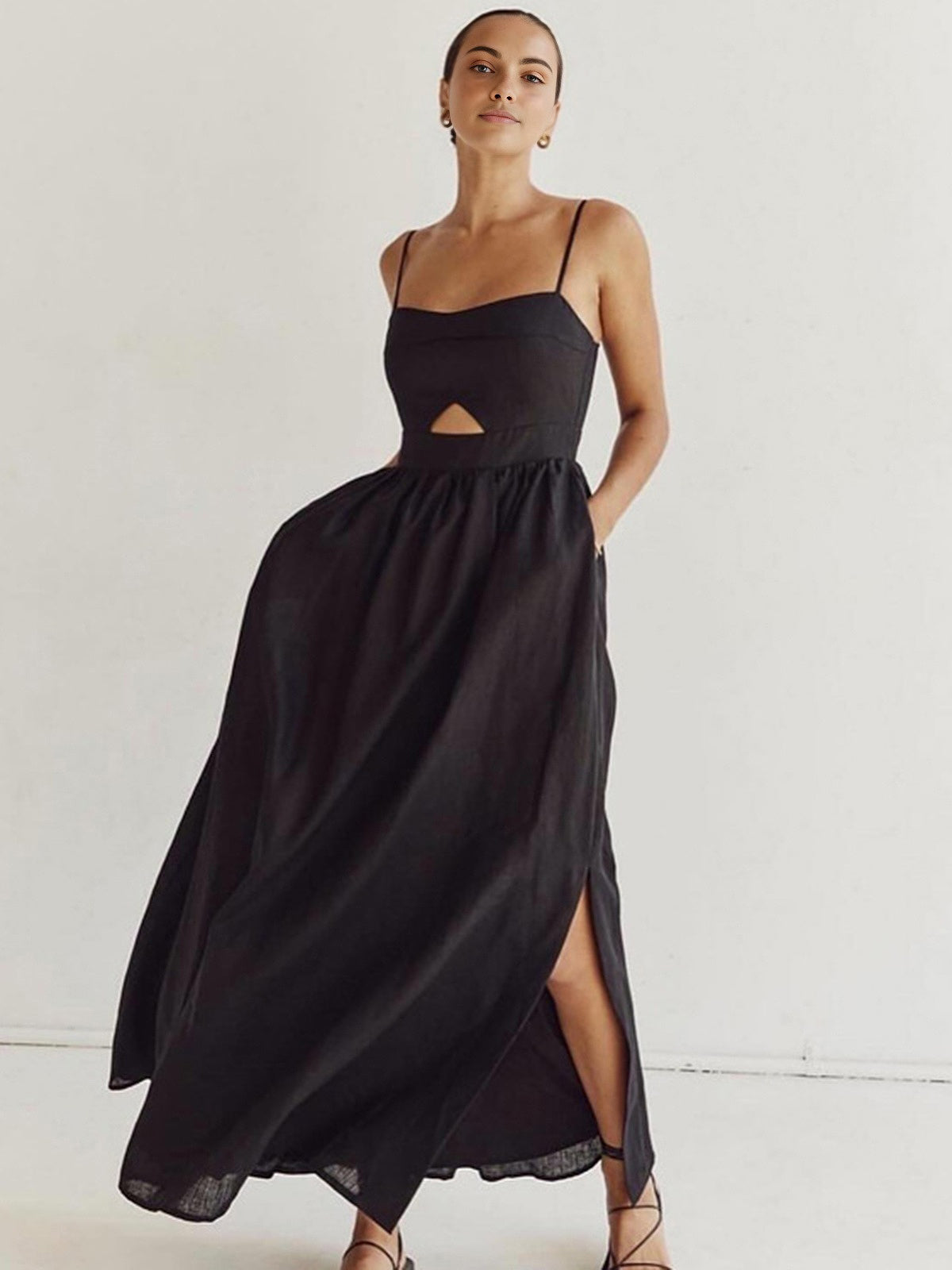 Cotton Cutout Detail Maxi Dress