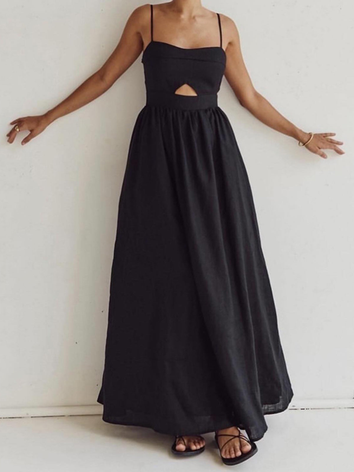 Cotton Cutout Detail Maxi Dress