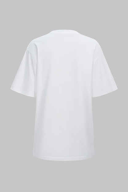 Cotton Floral Embroidery Women's T-Shirt