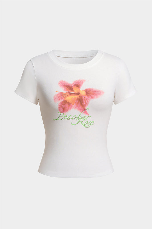 Cotton Floral Print Women's T Shirt