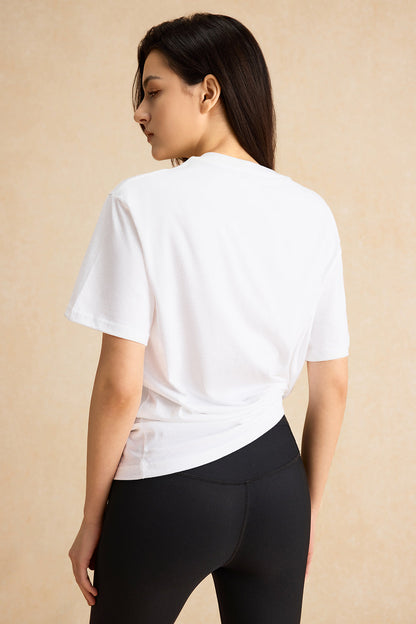 Cotton Letter Print Graphic Tee