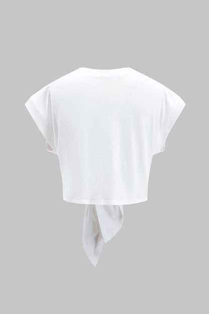 Cotton Ruched Tie Front Women's T Shirt