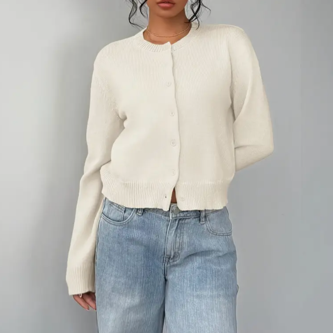 Cropped Button Detail Cardigan Sweater