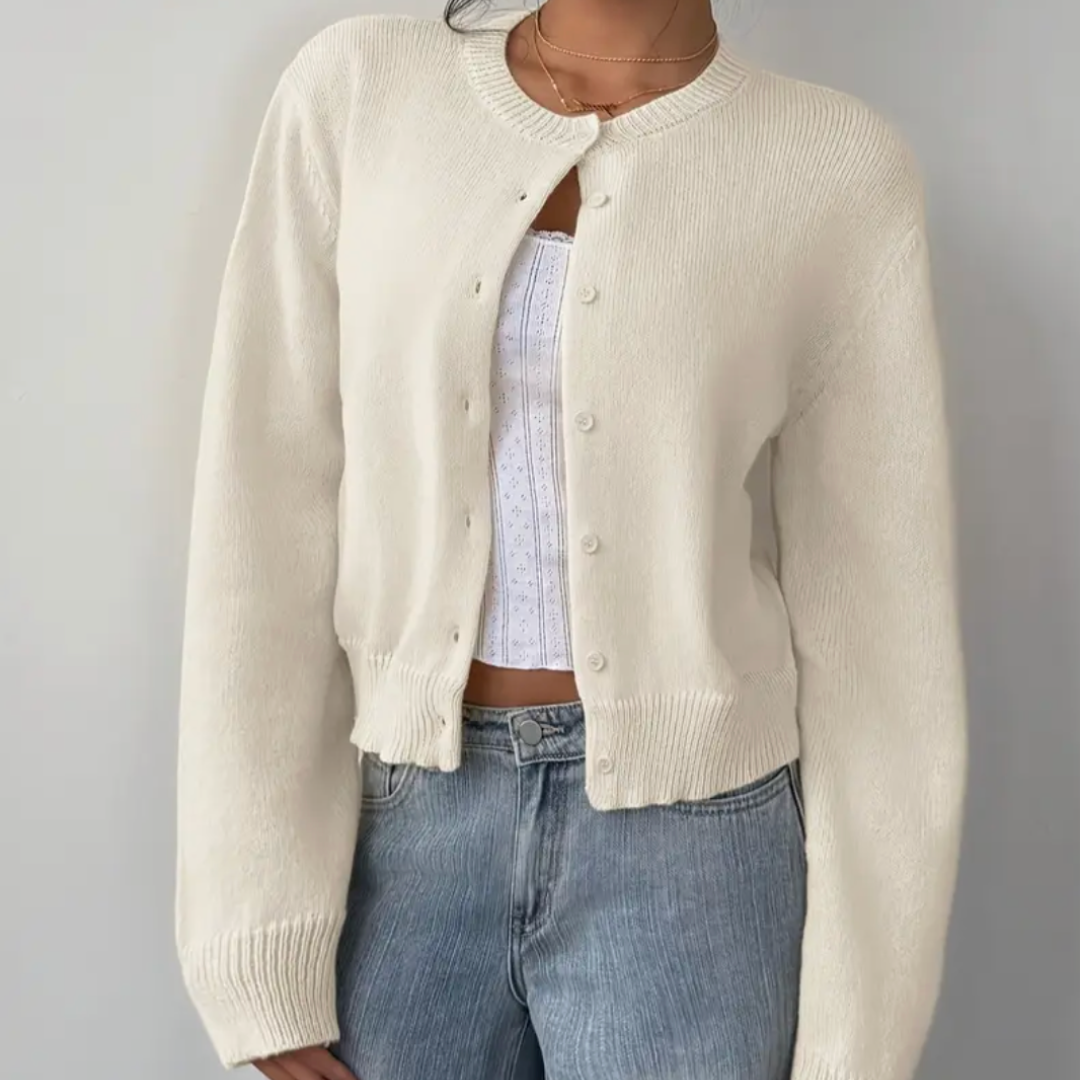 Cropped Button Detail Cardigan Sweater
