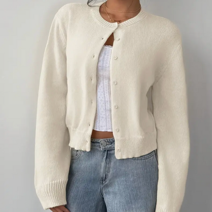 Cropped Button Detail Cardigan Sweater