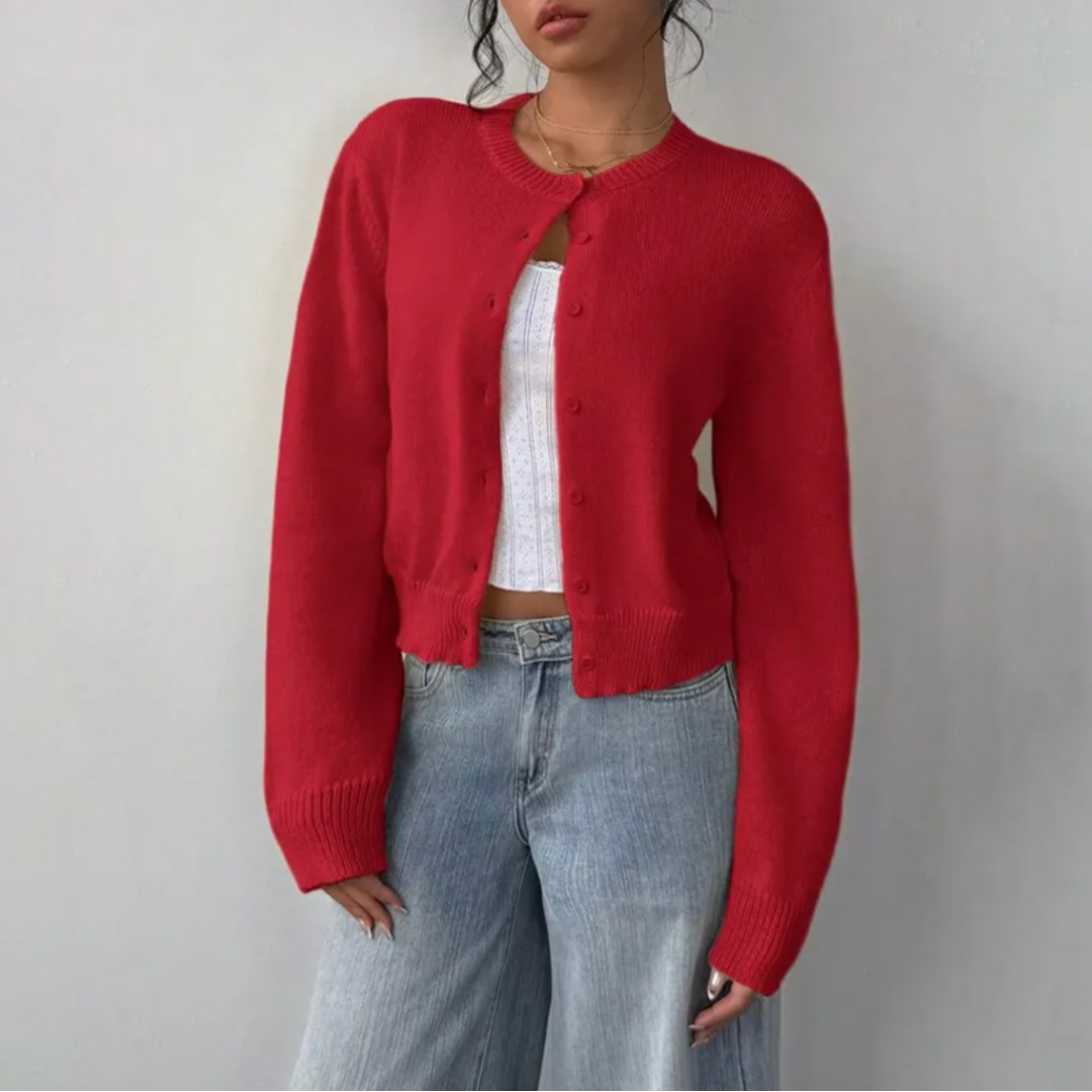 Cropped Button Detail Cardigan Sweater