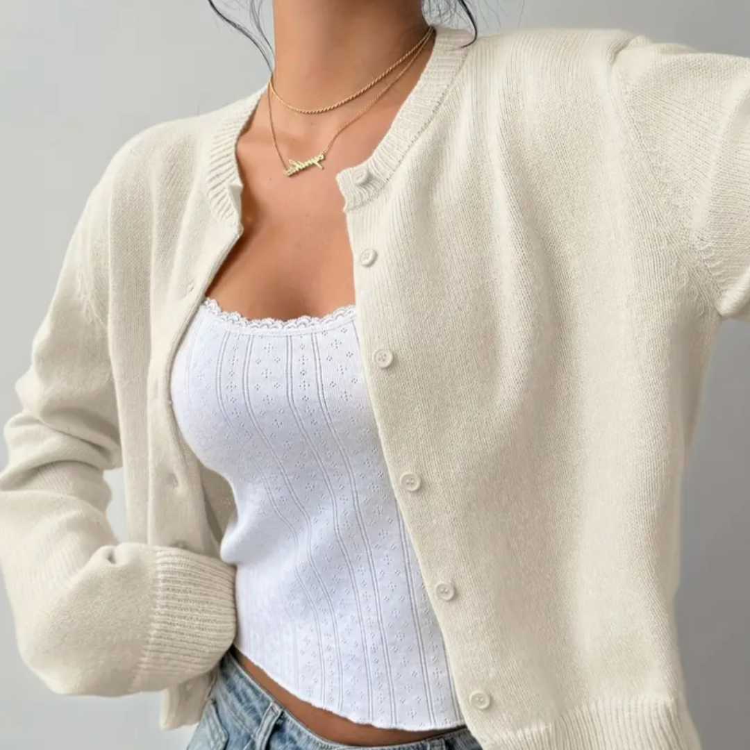 Cropped Button Detail Cardigan Sweater