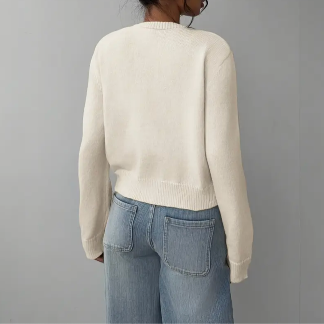 Cropped Button Detail Cardigan Sweater