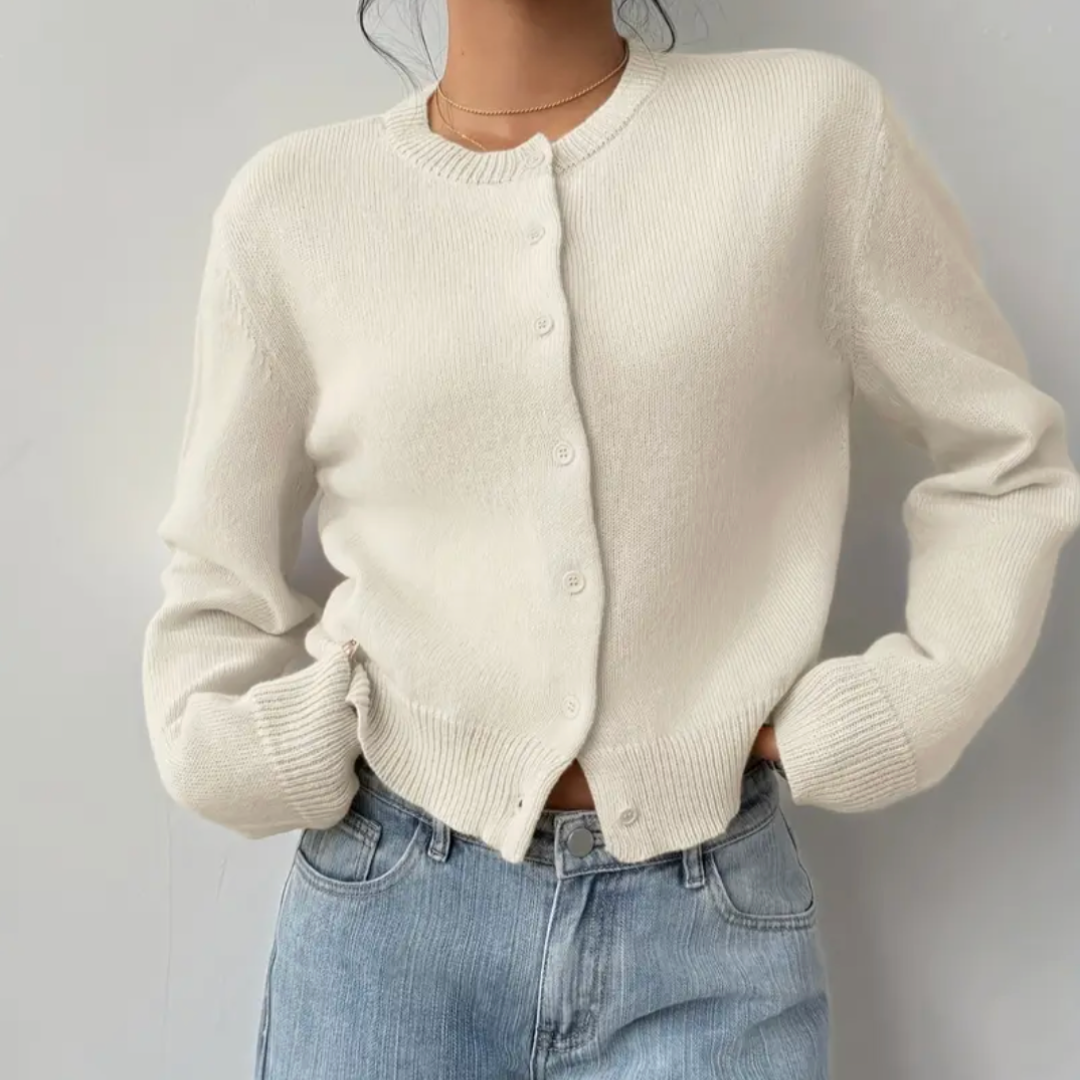 Cropped Button Detail Cardigan Sweater