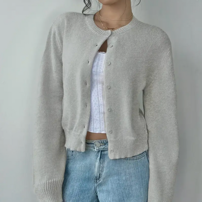 Cropped Button Detail Cardigan Sweater