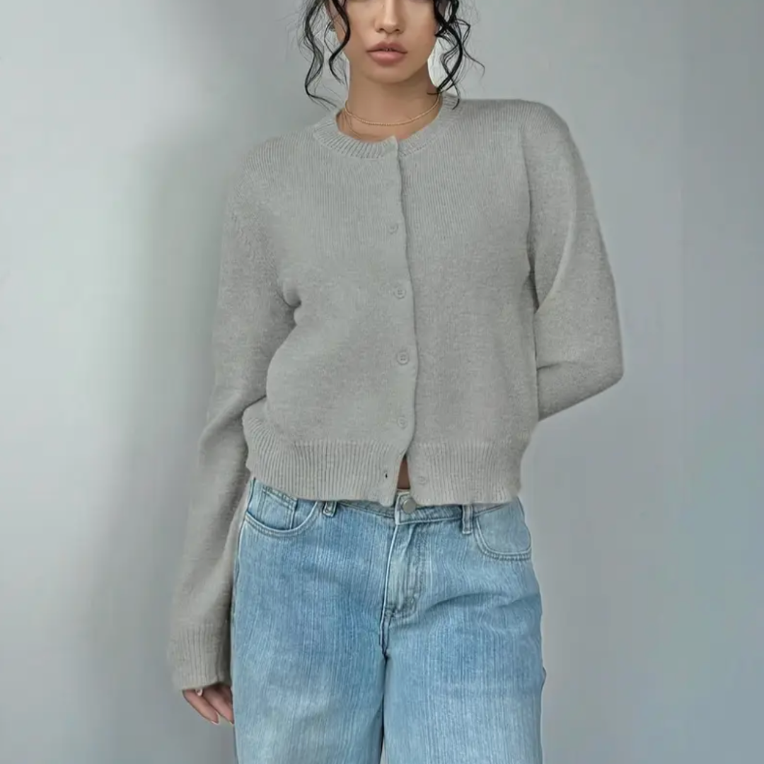 Cropped Button Detail Cardigan Sweater