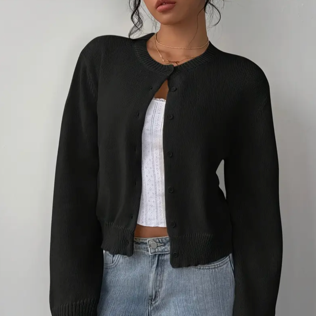 Cropped Button Detail Cardigan Sweater