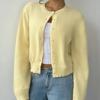 Cropped Button Detail Cardigan Sweater