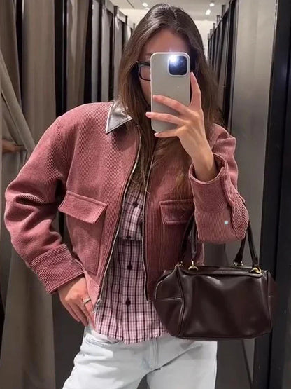 Cropped Structured Bomber Jacket