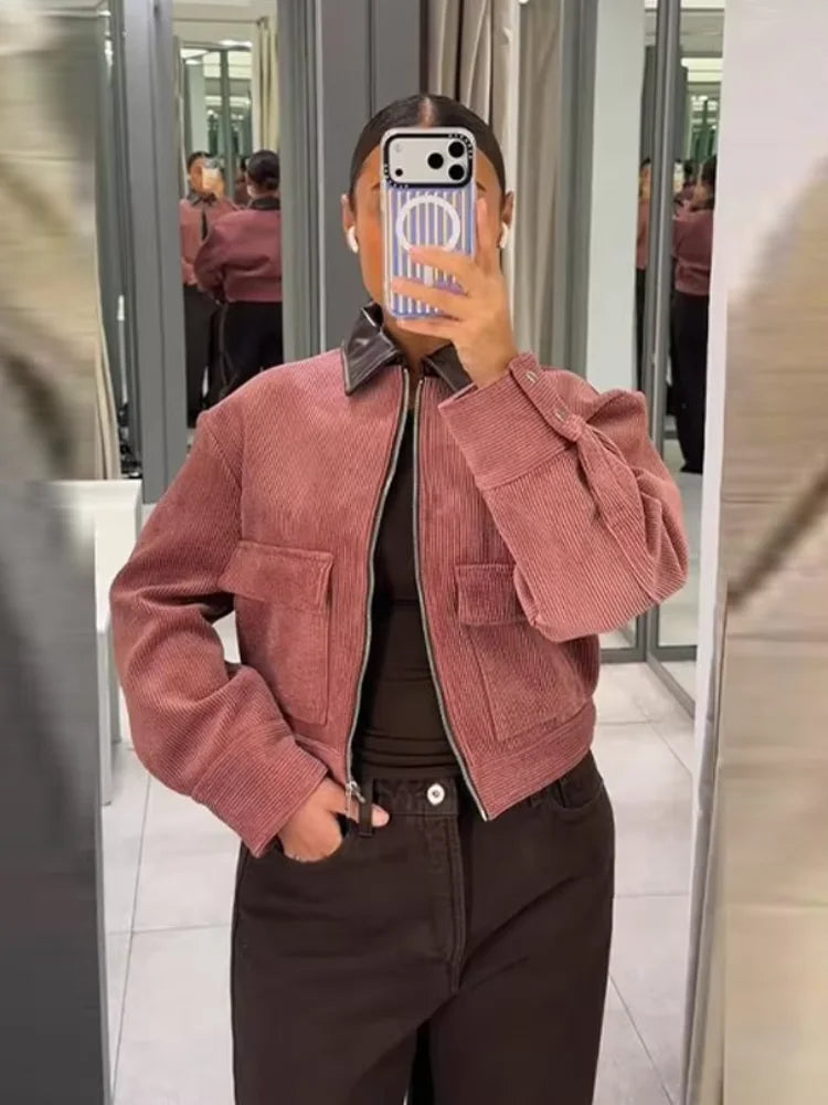 Cropped Structured Bomber Jacket