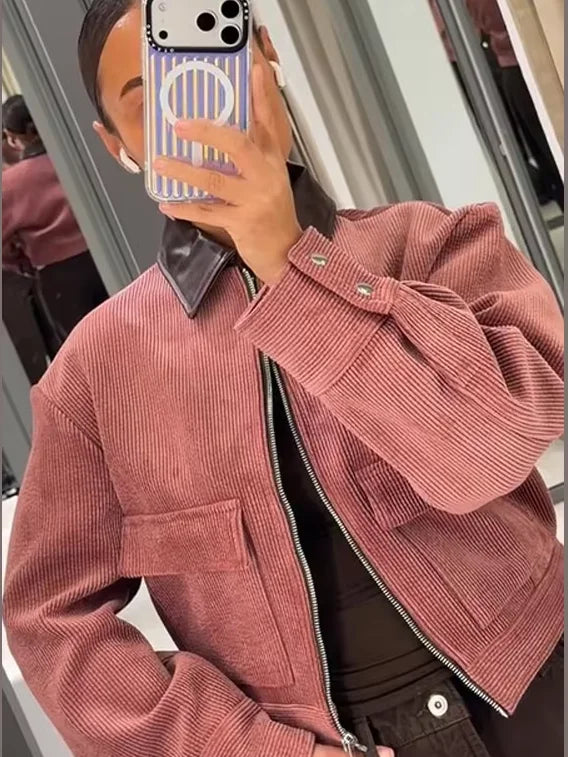 Cropped Structured Bomber Jacket