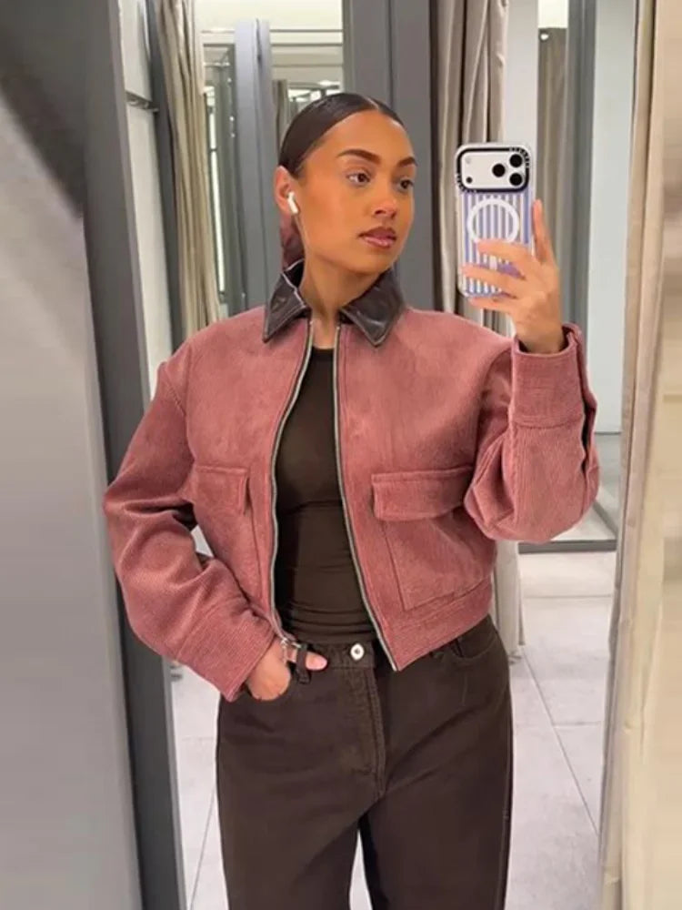 Cropped Structured Bomber Jacket