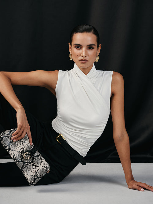 Cross Neck Ruched Detail Tank Top