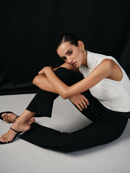 Cross Neck Ruched Detail Tank Top