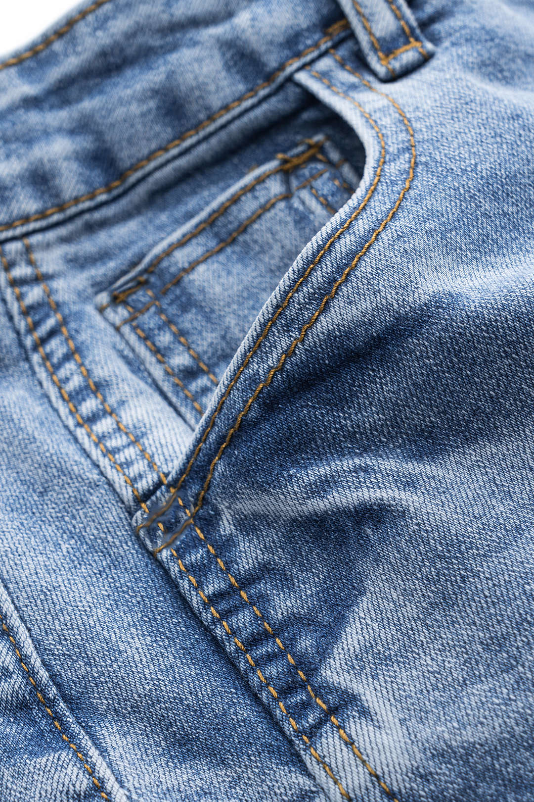 Denim Button Pocket Wide Leg Jeans