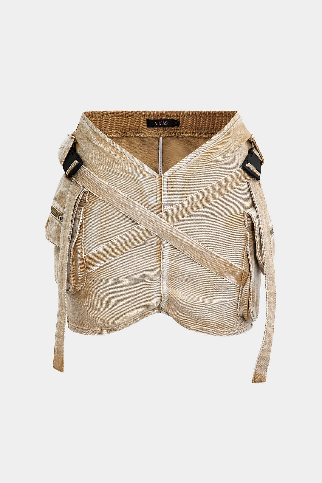 Denim Cargo Skirt With Flap Pockets