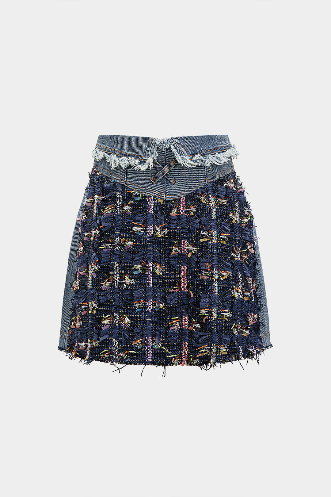 Denim Frayed Hem Mini Skirt