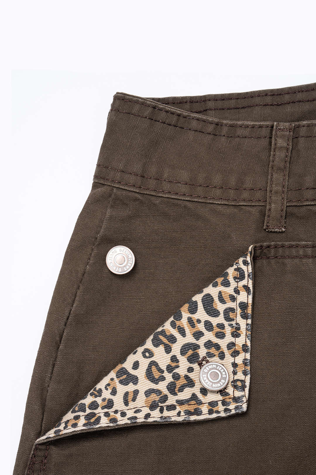 Denim Slim Fit Leopard Print Jeans
