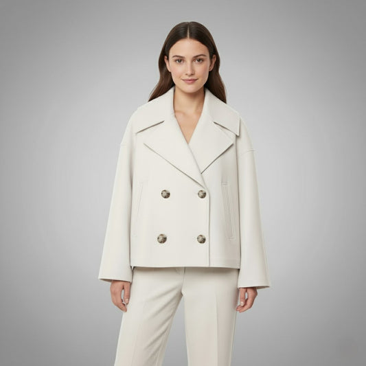 Double-Breasted Cropped Tailored Jacket