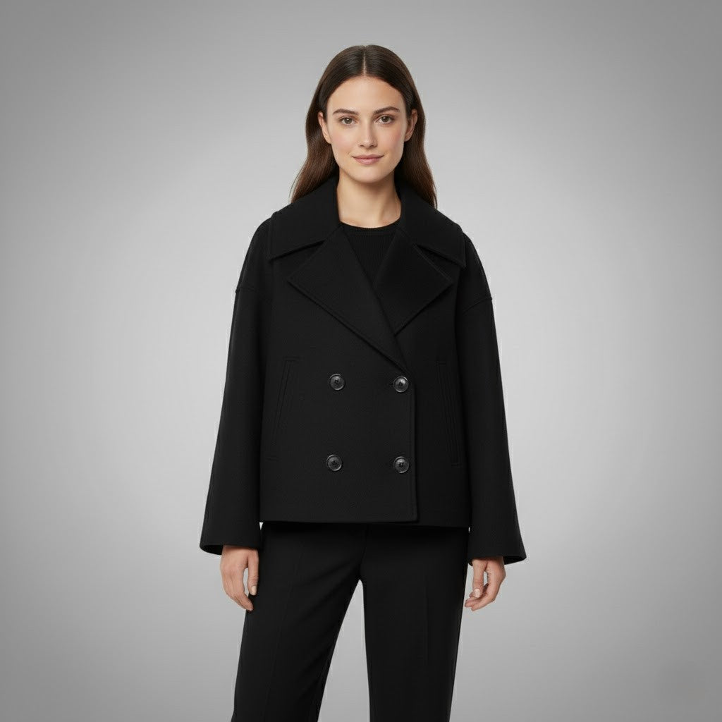 Double-Breasted Cropped Tailored Jacket