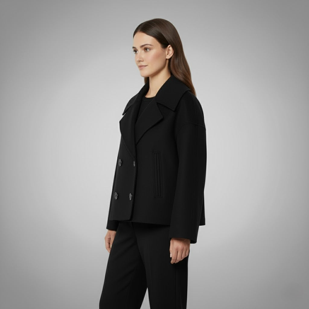 Double-Breasted Cropped Tailored Jacket