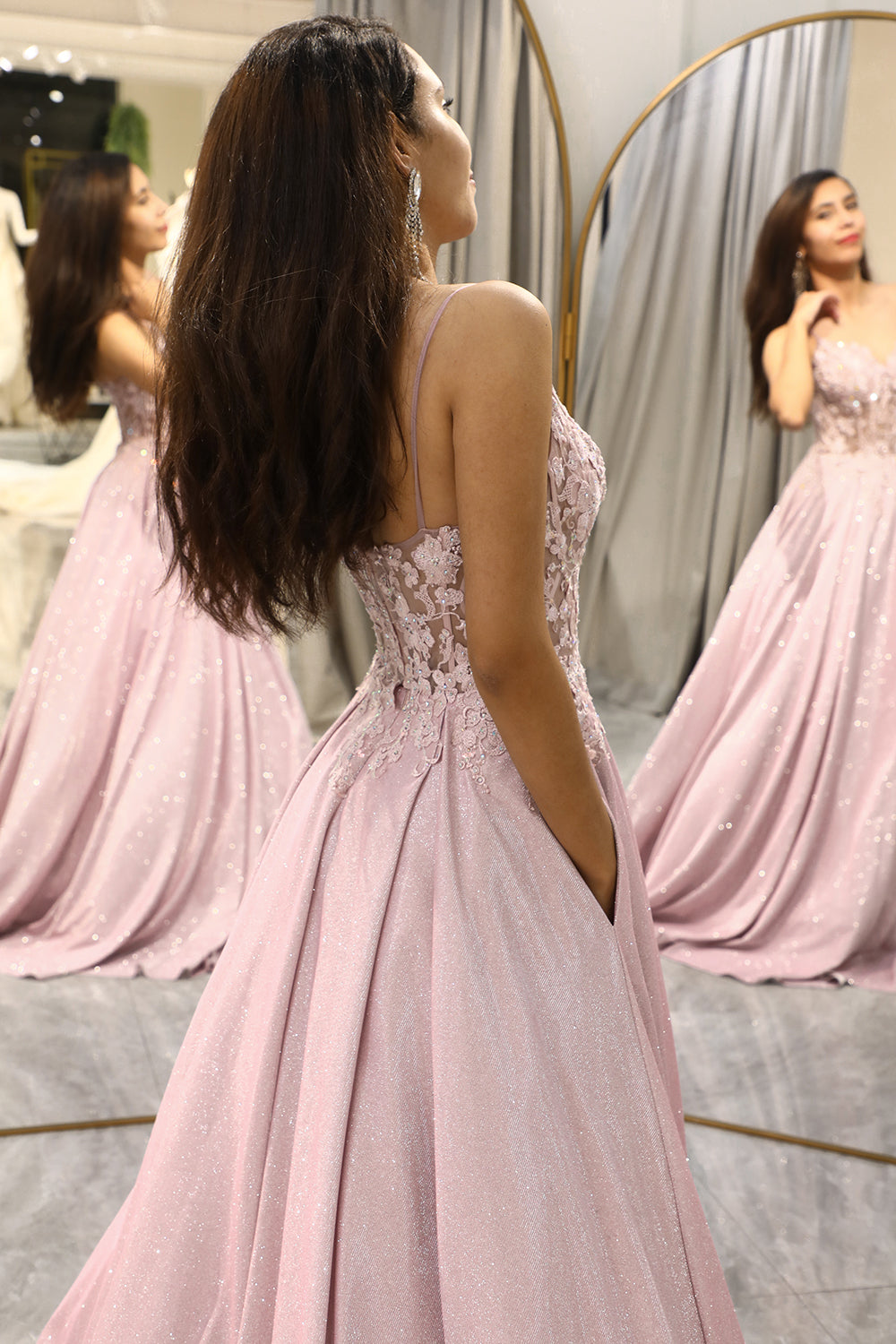 Embellished V-Neck Maxi Dress