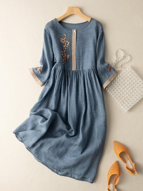 Embroidered Cotton Midi Dress