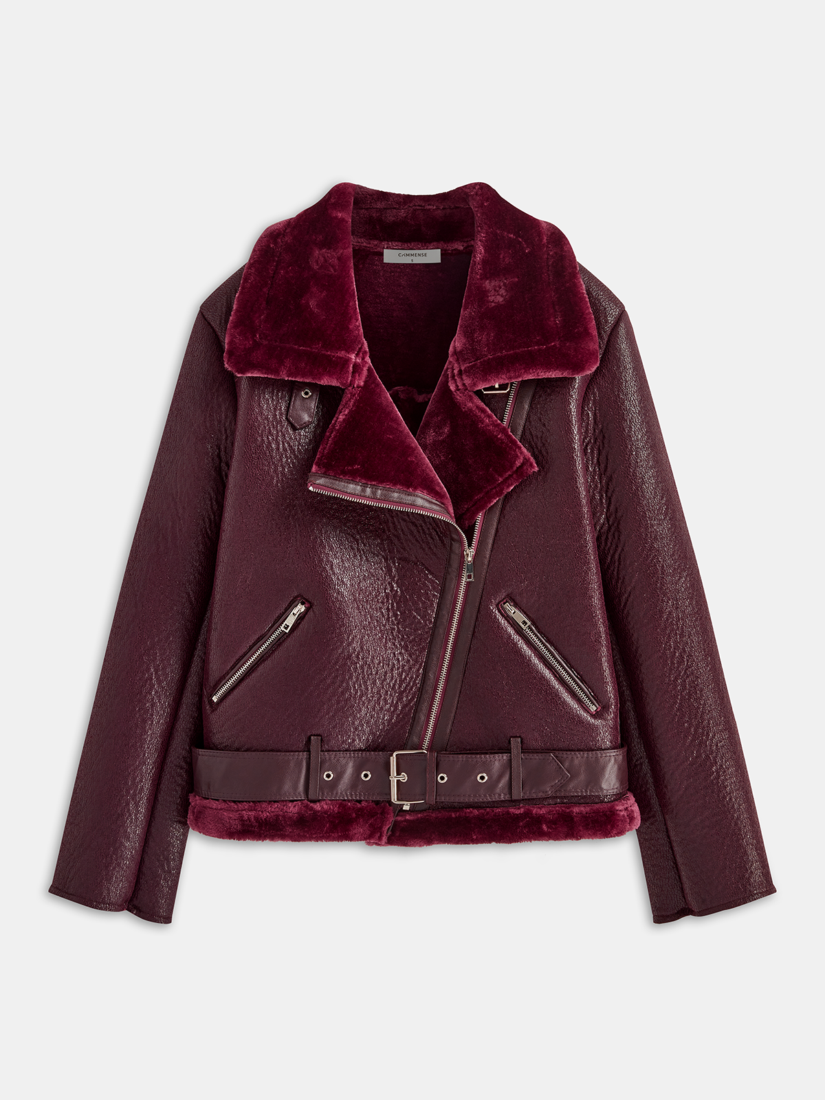 Faux Fur Zippered Belted Jacket