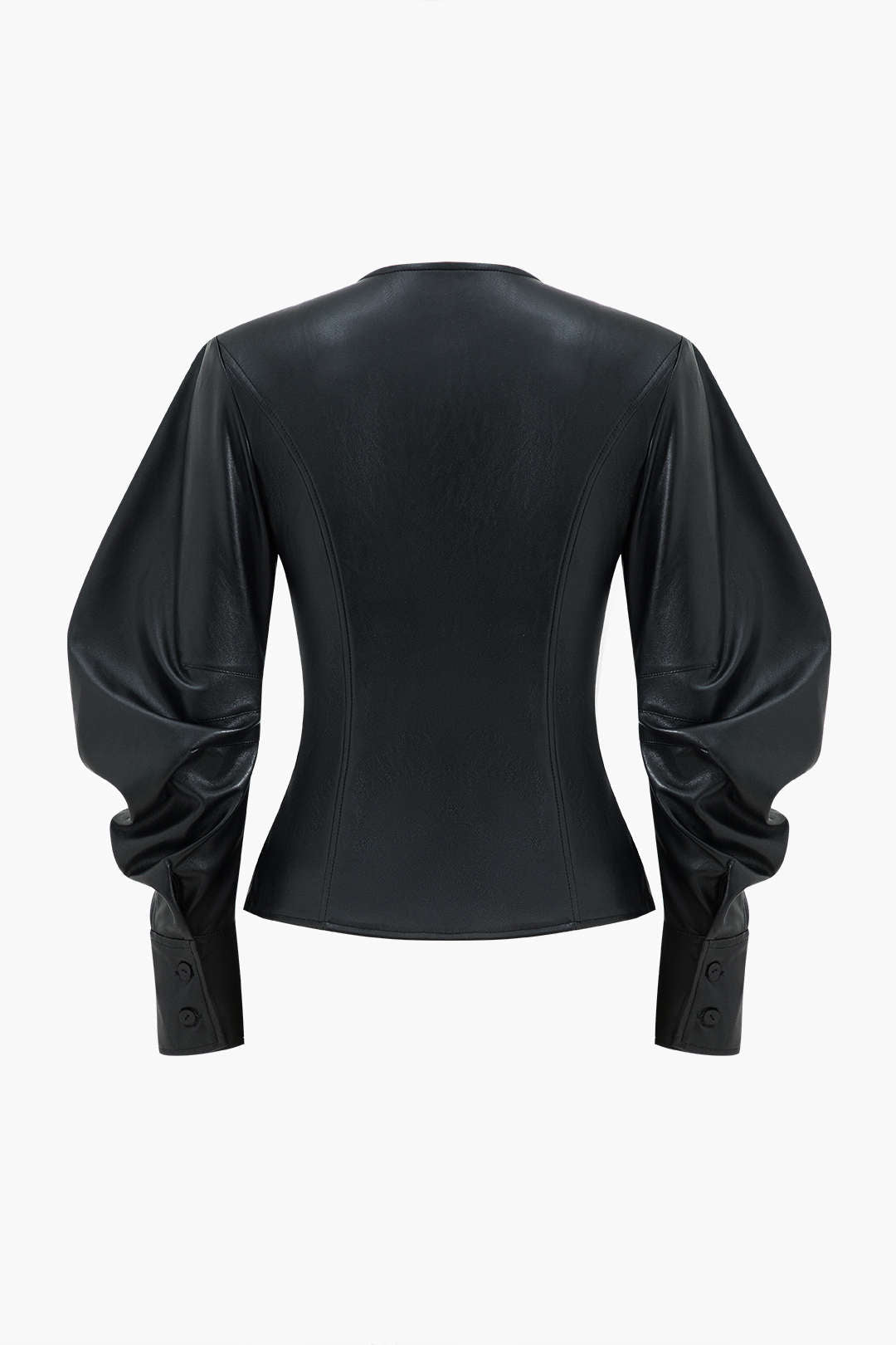 Faux Leather Metallic Buttoned Jacket