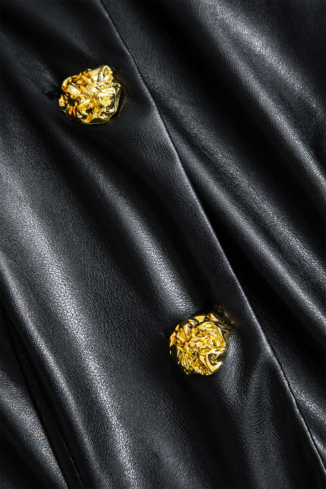 Faux Leather Metallic Buttoned Jacket