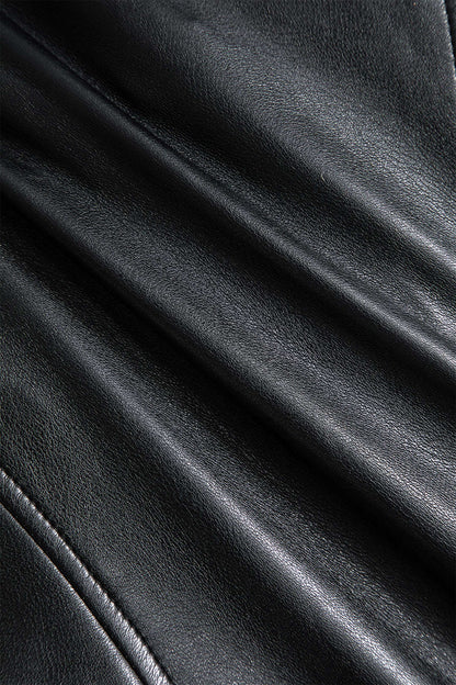 Faux Leather Metallic Buttoned Jacket